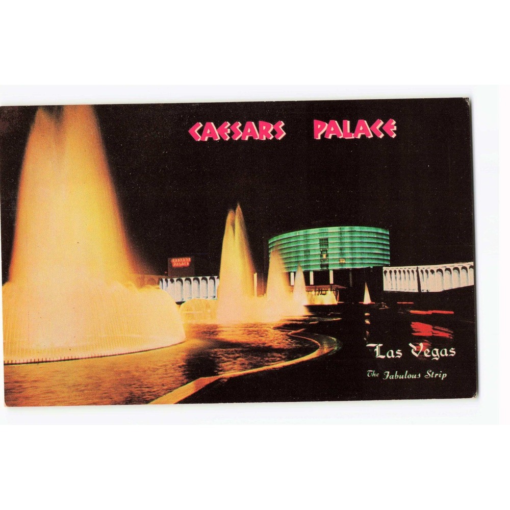 Vintage Caesars Palace Las Vegas Postcard Night View Fountains FS-1093 Unposted